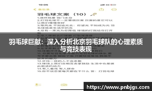 羽毛球巨献：深入分析北京羽毛球队的心理素质与竞技表现